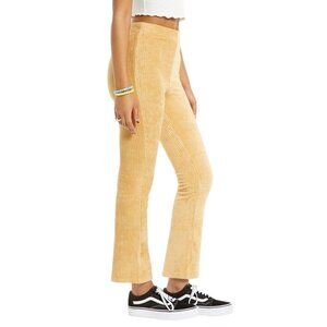 Billabong Hit A Cord S Gold Wide Wale Corduroy High Waist Flare Pants Stretch